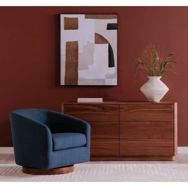 Grayson Dark Atlantic Polyester Blend Accent Chair with Swivel Base