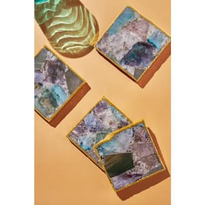 Radiance Assorted Color Composite Agate Coasters (Set of 4)