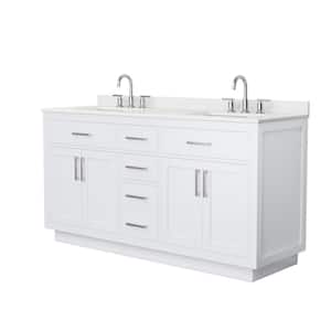 Beckett TK 66 in. W x 22 in. D x 35 in. H Double Bath Vanity in White with Giotto Quartz Top