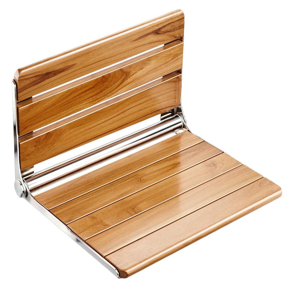 20 in. Wall Mounted Folding Teak Shower Seat in Yellow Teak, Shower Bench for Inside Shower, Shower Stool for Elderly price history on PriceWatchPro