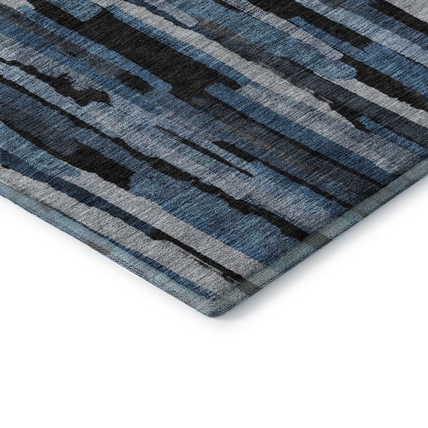 Mayfield Premium Machine Washable Abstract AMF1079 Blue 2 ft. 3 in. x 7 ft. 6 in. Runner Rug