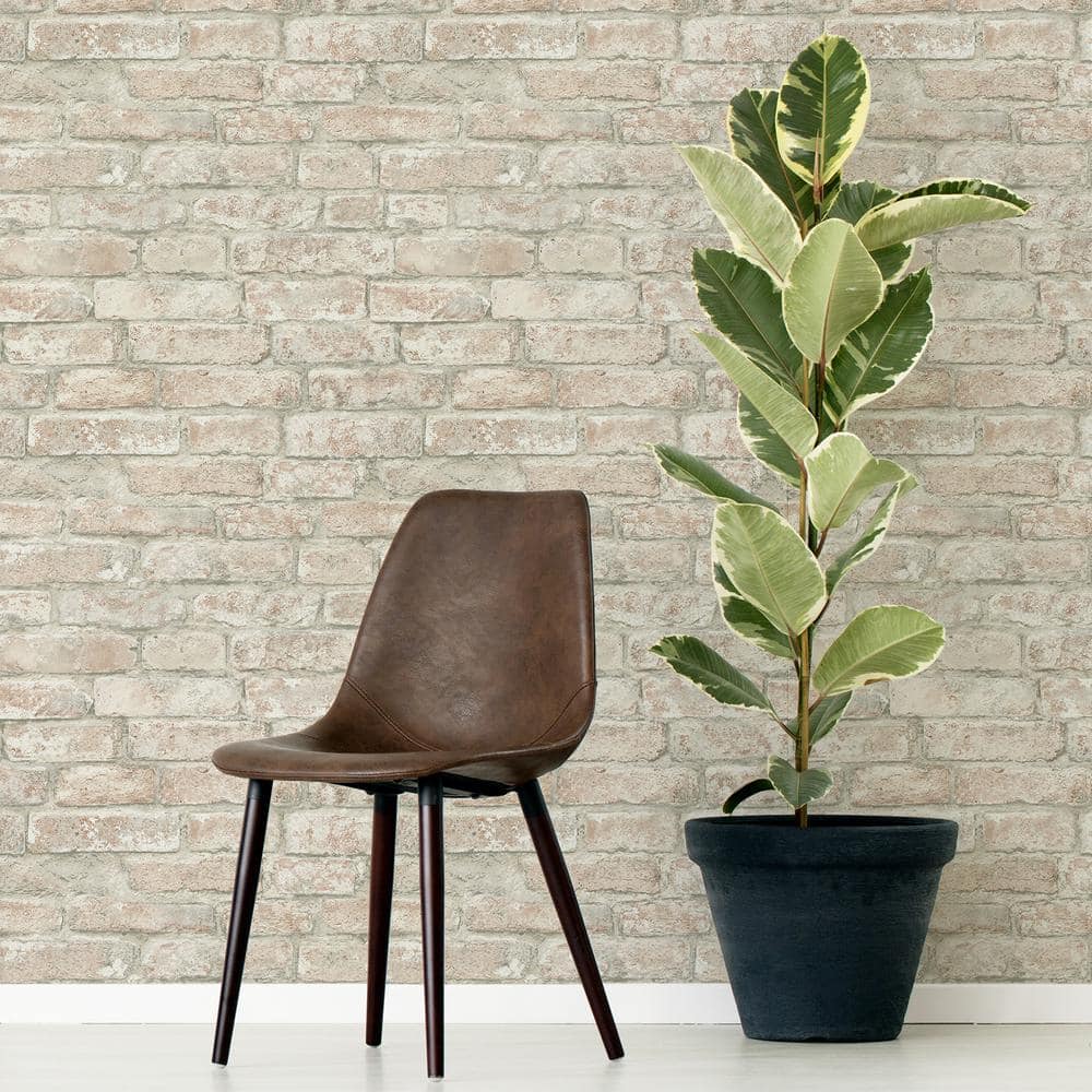 White Washed Brick Peel and Stick Wallpaper Roll