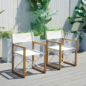 Folding Aluminum Outdoor Dining Chair in White Set of 2