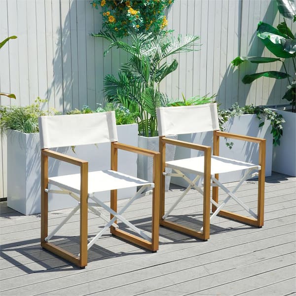 moda furnishings Folding Aluminum Outdoor Dining Chair in White Set of 2