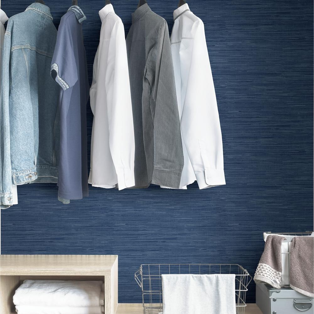 Navy Fabric Inspired Peel and Stick Wallpaper Roll