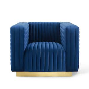 Charisma Channel Navy Tufted Performance Velvet Accent Armchair