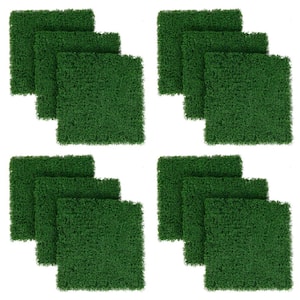 20 in. Plastic Faux Green Moss Panels Garden Fence with Insertable Branches Stable X-Shaped Structure  (Set of 12)