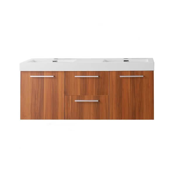 Virtu USA Midori 54 in. W x 19 in. D x 23 in. H Double Sink Bath Vanity in Plum with Polymarble Top