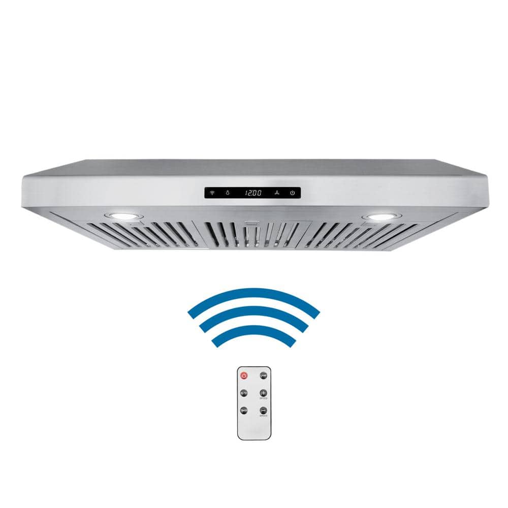 Cosmo 30 in. 500 CFM Ducted Under Cabinet Range Hood with Digital Touch Display and LED Lights in Stainless Steel, Silver