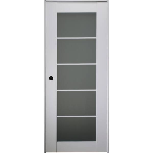 Belldinni Smart Pro 36 in. x 80 in. Right-Handed 5-Lite Frosted Glass Polar White Wood Composite Single Prehung Interior Door