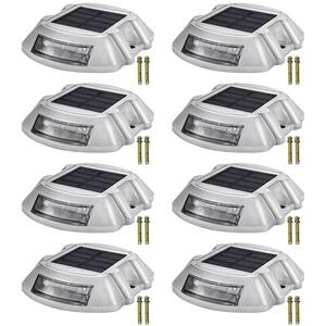 Solar Dock Lights Marine 8-Pack Outdoor Waterproof Wireless 6 LEDs Driveway Lights with Screw for Deck Driveway, White