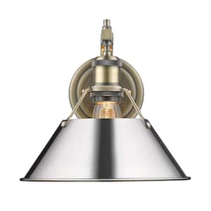 Orwell AB 1-Light Wall Sconce in Aged Brass with Chrome Shade