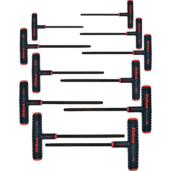 9 in. Series Power-T T-Handle Ball-Hex Key Set with Pouch Sizes 5/64 in. to 3/8 in. (11-Piece)