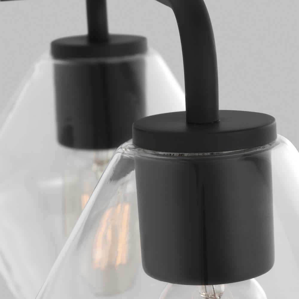 Jett 17" Black and Clear Glass 2-Light Vanity Fixture