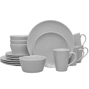 Colorscapes Grey-on-Grey Swirl 16-Piece Coupe (Gray) Porcelain Dinnerware Set, Service for 4