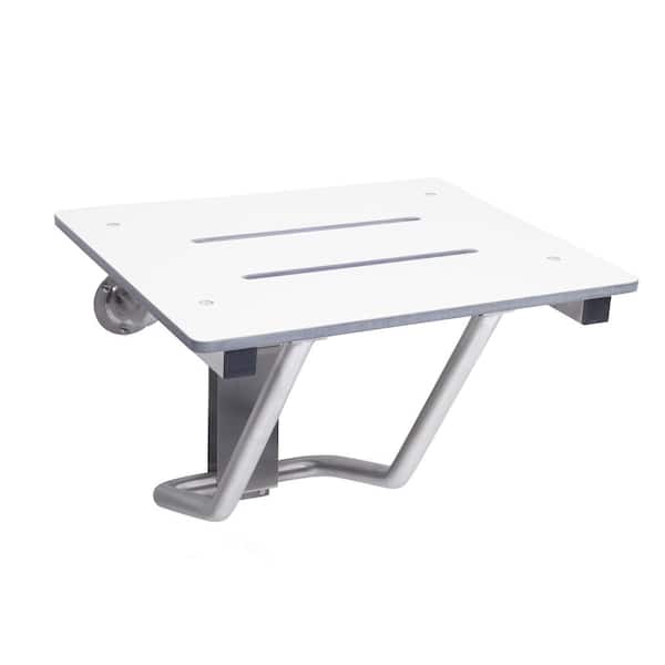 CSI Bathware 22 in W x 15 in D Rectangle White Phenolic Slotted Folding Shower Seat with Wall Bracket Mount