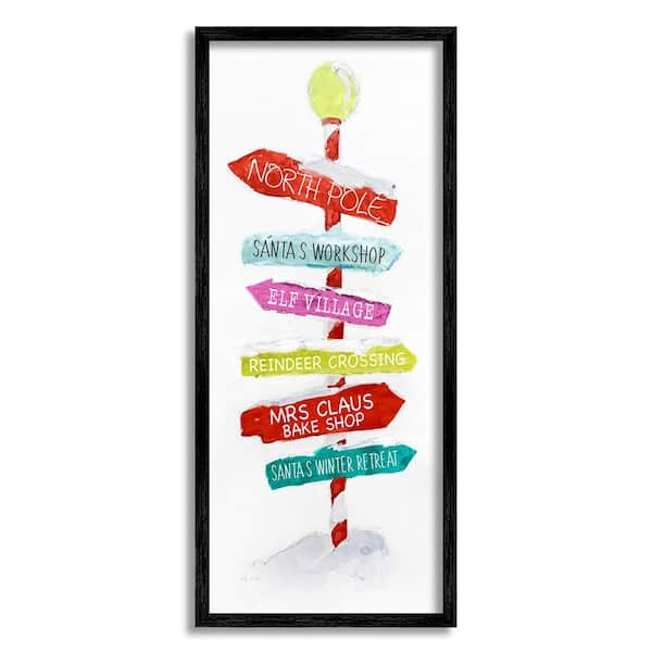Stupell Industries Holiday Directional Sign by Sally Swatland 1-Piece Framed Graphic Print Typography Poster Art Print 30 in. x 13 in.