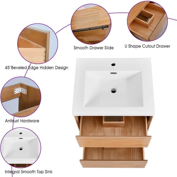YASINU Aeroline 24 in. W x 19.29 in. D x 25.59 in. H Single Sink