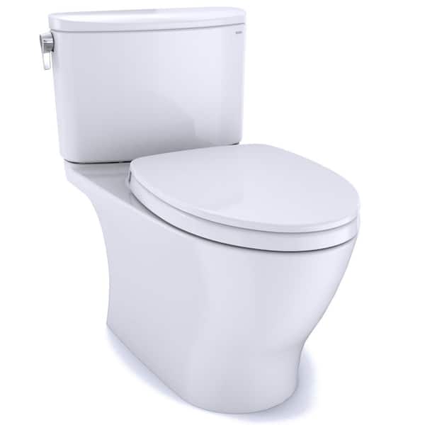 TOTO Nexus 12 in. Rough In Two-Piece 1.28 GPF Single Flush Elongated Toilet with CEFIONTECT in Cotton White, Seat Included