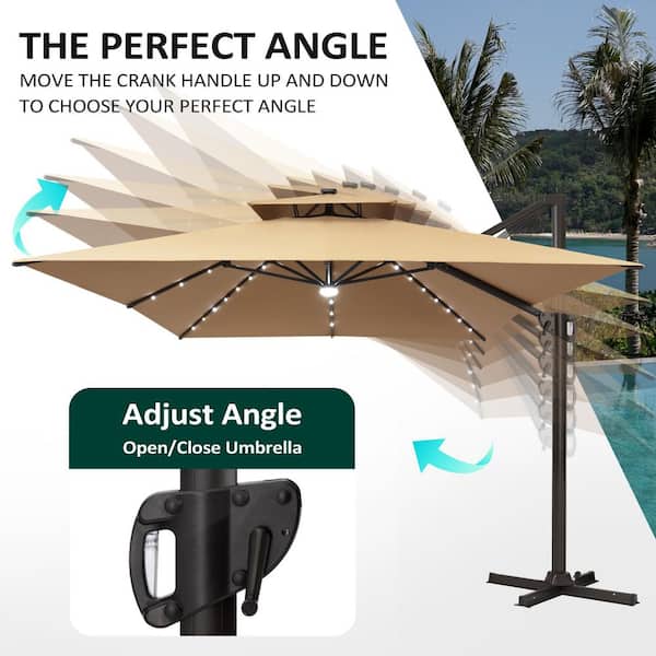 10ft solar patio umbrella TheLAShop 10ft Rectangular Umbrella with Solar Lights