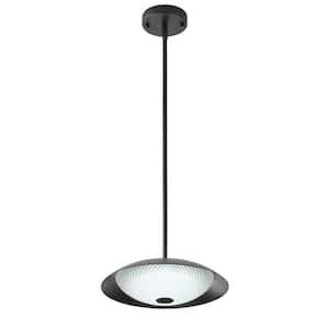 Modern 12-Watt 1-Light Black Integrated LED Pendant Light Ceiling Hanging Light with Metal Shade