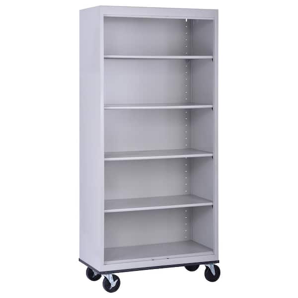 Sandusky Metal 5-shelf Cart Bookcase with Adjustable Shelves in Dove Gray (78 in.)