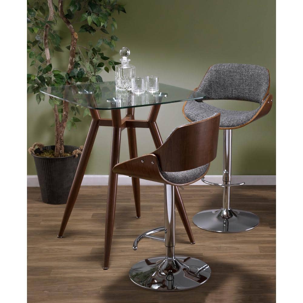Clara Contemporary 30'' Square Glass Counter Table - Walnut Finish