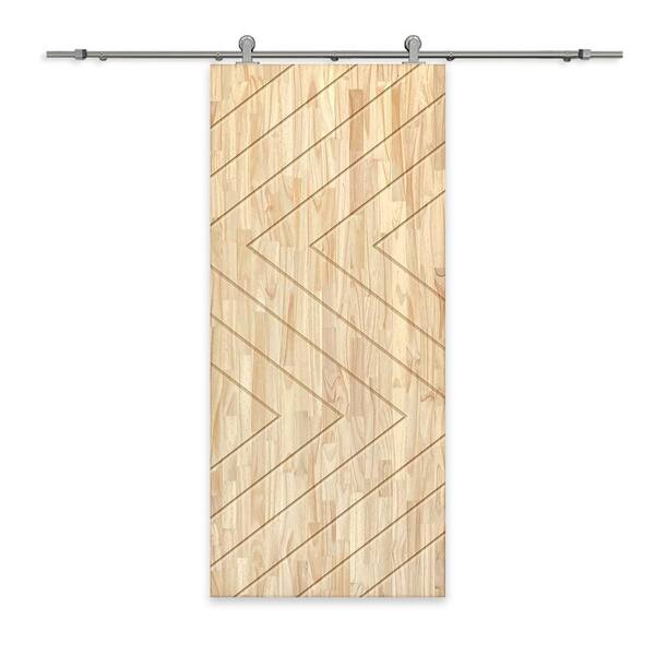 CALHOME 42 in. x 84 in. Natural Pine Wood Unfinished Interior Sliding Barn Door with Hardware Kit