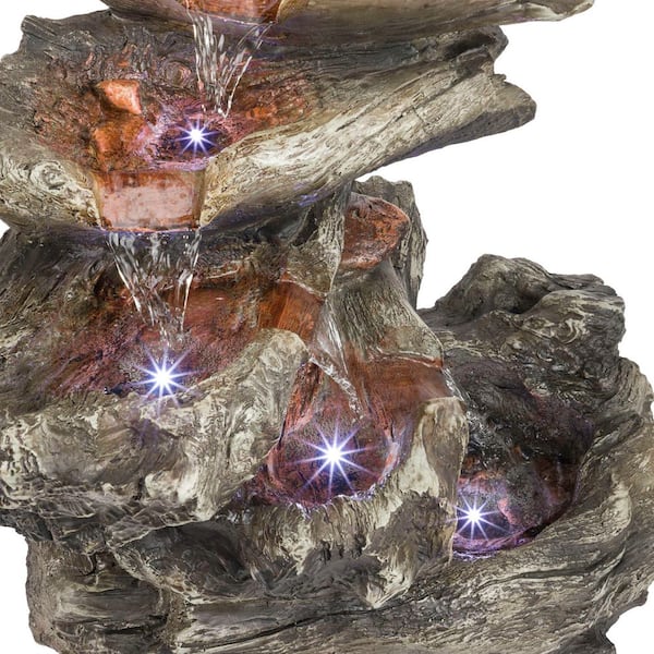 22 in. Tall Indoor/Outdoor 5-Tier Rainforest Waterfall Fountain with LED Lights