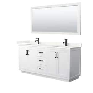 Miranda 72 in. W x 22 in. D x 33.75 in. H Double Bath Vanity in White with Giotto Qt. Top and 70 in. Mirror