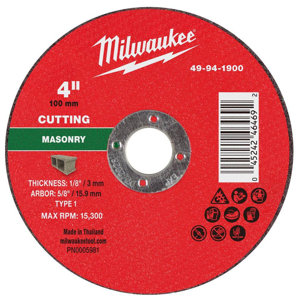 4 in. x 1/8 in. x 5/8 in. Masonry Cut Off Wheel-Type 1 price history on PriceWatchPro