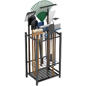 3-Tier Garden Tool Organizer for Garage Organization and Storage, Steel Frame Up to 35 Long-Handled Tools/Rakes/Brooms