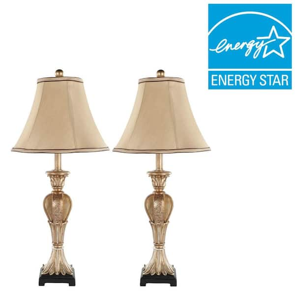 gold coloured bedside lamps