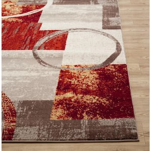 Contemporary Abstract Circle Design Cream 2 ft. x 3 ft. Indoor Area Rug