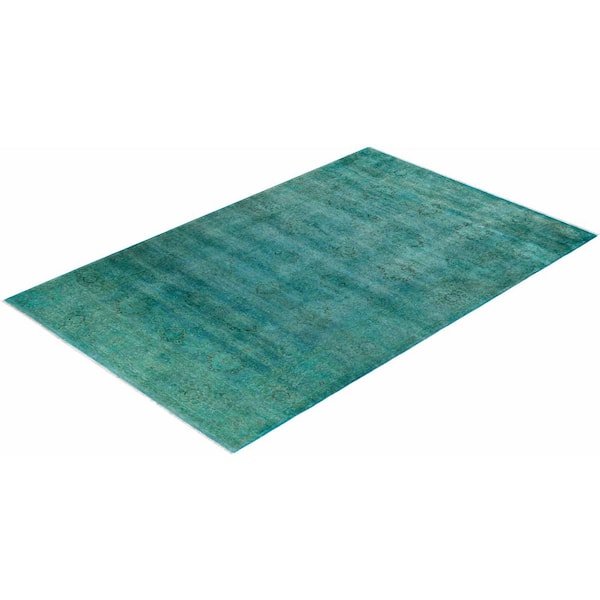 Fine Vibrance Blue 5 ft. x 8 ft. Solid Wool Indoor Area Rug