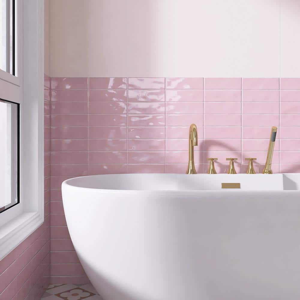 Borgo Pink Polished Porcelain Subway Wall and Floor Tile