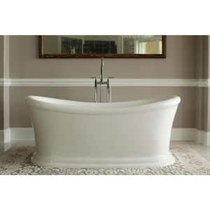 Serene 5.58 ft. Acrylic Double Slipper Style Flat Bottom Non-Whirlpool Bathtub in White