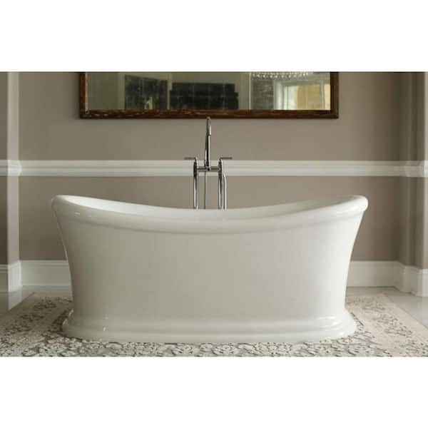 Pinnacle Serene 5.58 ft. Acrylic Double Slipper Style Flat Bottom Non-Whirlpool Bathtub in White