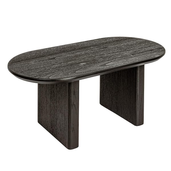 Oliver 47.3 in. Black Oval Firwood and Sycamore Wood Coffee Table