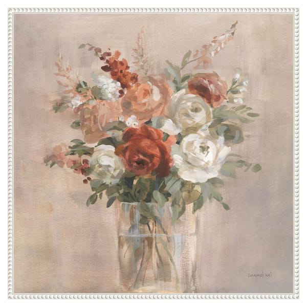 Amanti Art "Russet Bouquet" by Danhui Nai 1-Piece Floater Frame Giclee Home Canvas Art Print 30 in. x 30 in.