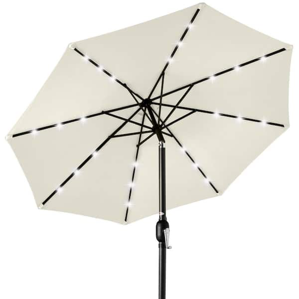 Best Choice Products 10 ft. Market Solar LED Lighted Tilt Patio Umbrella with UV-Resistant Fabric in Ivory