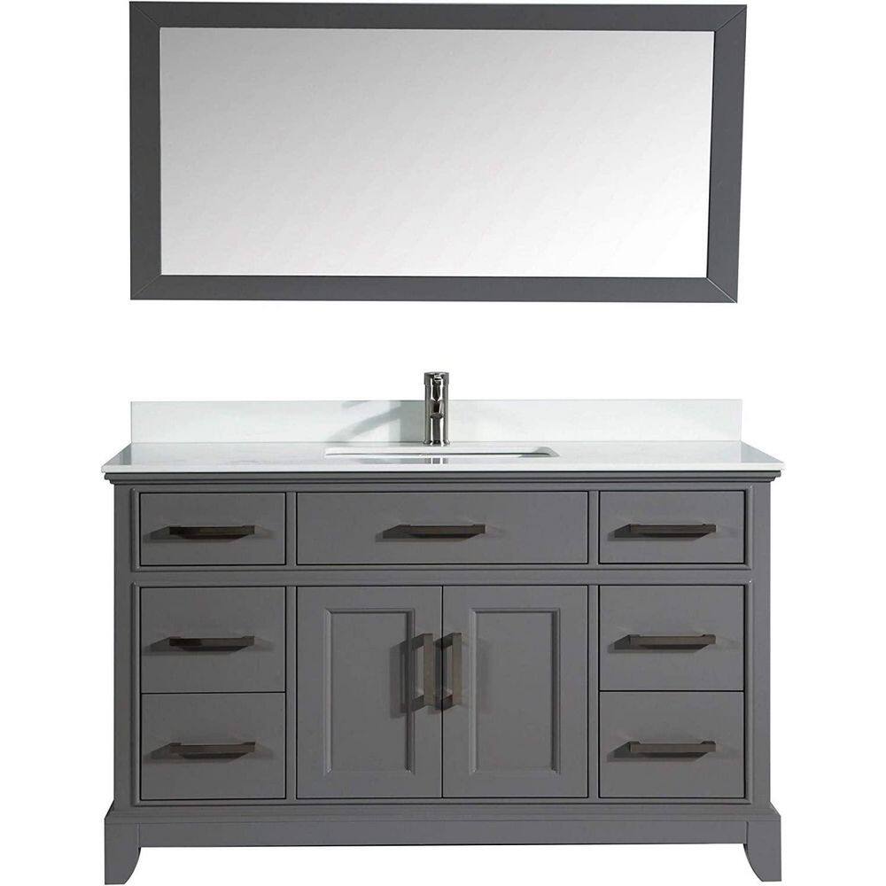 Vanity Art Genoa 60 In. W X 22 In. D X 36 In. H Bath Vanity In Grey ...