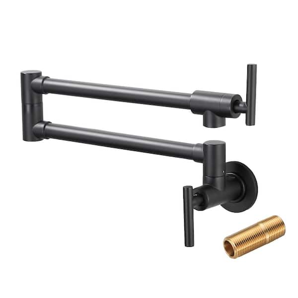 FURUISI Stainless 2-Handle Wall Mounted Pot Filler in Black