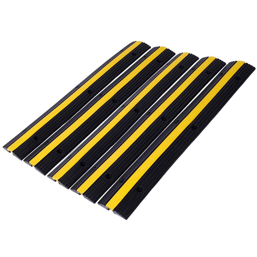 6600 lbs. Load Capacity 1 Channel Rubber Cable Protector Ramp Rubber Speed Bumps with 12 Bolts Spike (5-Pack) price history on PriceWatchPro