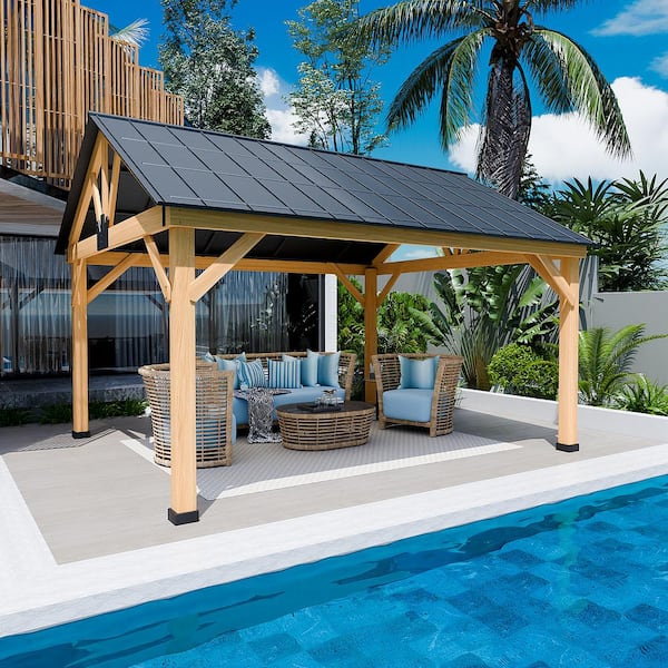 ハイビスカス様のお部屋 INMITOM 13 ft. x 15 ft. Cedar Wood Hardtop Gazebo With