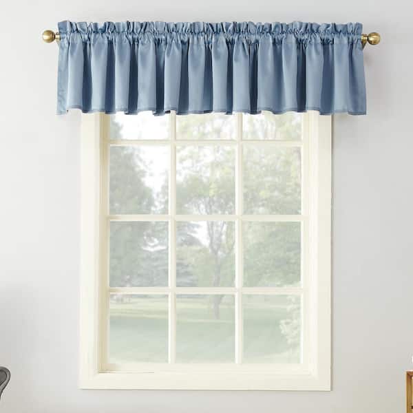 Gregory Vintage Blue Polyester 54 in. W x 18 in. L Rod Pocket Room Darkening Curtain Valance (Single Panel)