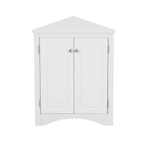 17.2 in. W x 17.2 in. D x 31.5 in. H White Freestanding Triangle Linen Cabinet with Adjustable Shelves in White
