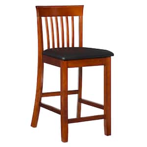 Jonas 24 in. Dark Cherry Mission High Back Wood Counter Stool with Faux Leather Seat