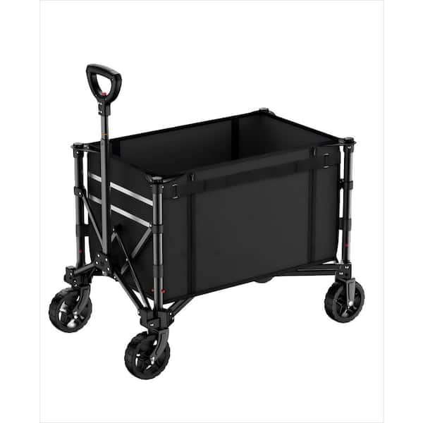 OGETFUUR 4.2 cu. ft. 3 in 1 Carbon Steel Garden Cart with Wheels, 220 lb. Foldable Cart for Garden, Camping and Sport, Black