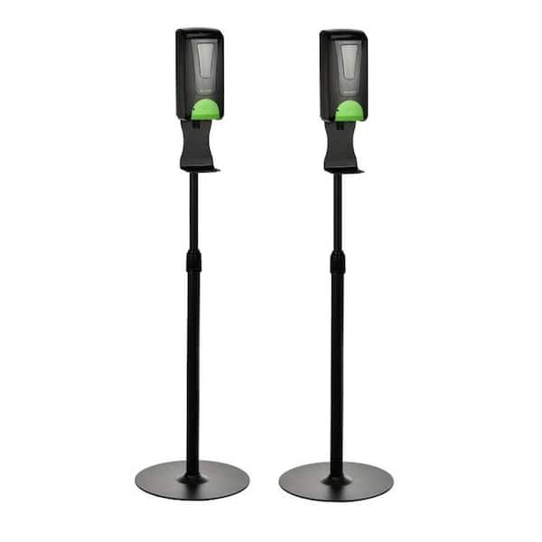Alpine Industries 1200 ml. Wall Mount Automatic Foam Hand Sanitizer Dispenser in Black with Floor Stand (2-Pack)
